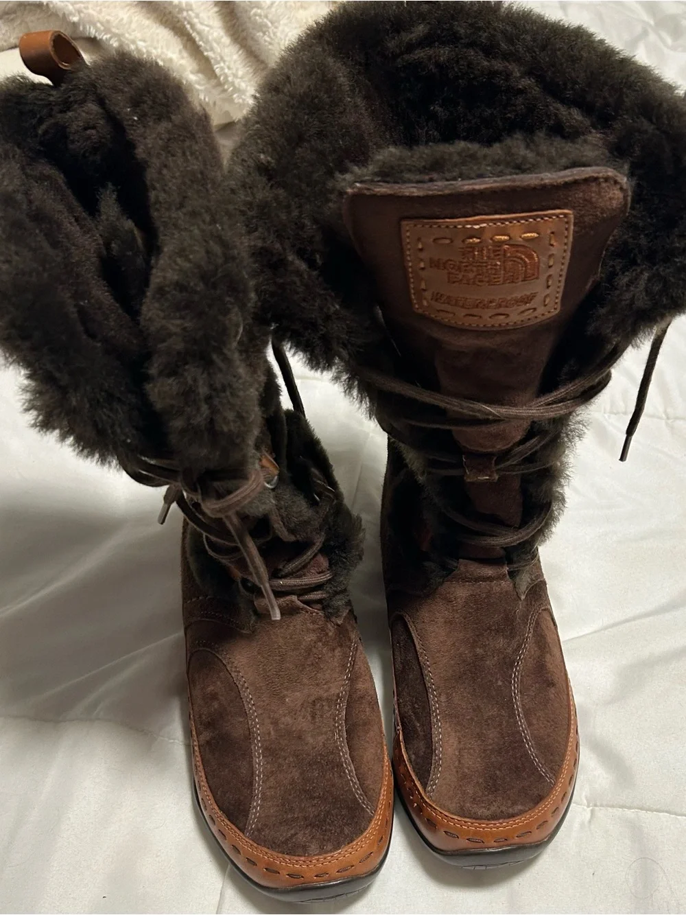 The North Face Waterproof women’s Brown Fur-Trim Lace-Up Winter Boots size 8.5